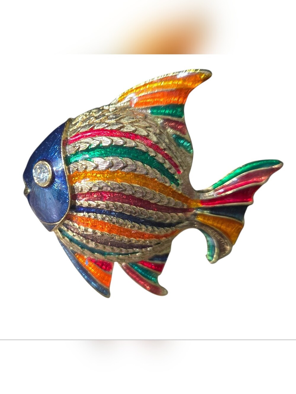Colorful Enamel Angelfish Brooch